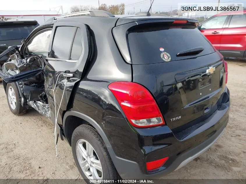 2018 Chevrolet Trax Lt VIN: 3GNCJLSB9JL386567 Lot: 40758411