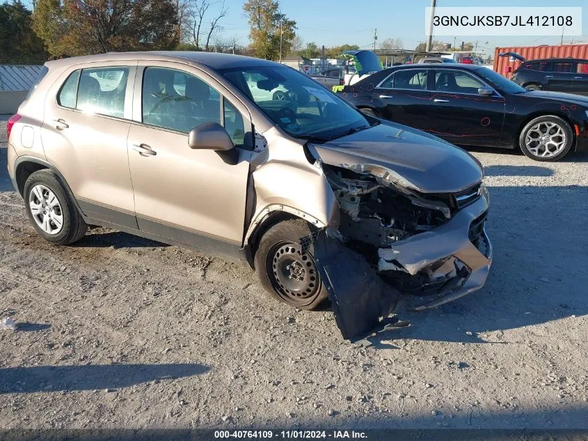 2018 Chevrolet Trax Ls VIN: 3GNCJKSB7JL412108 Lot: 40764109