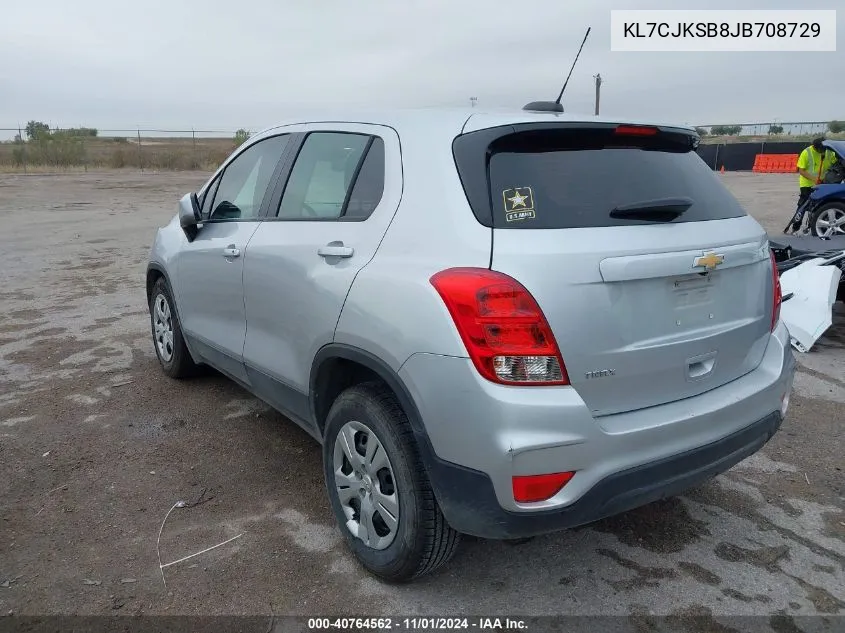 2018 Chevrolet Trax Ls VIN: KL7CJKSB8JB708729 Lot: 40764562