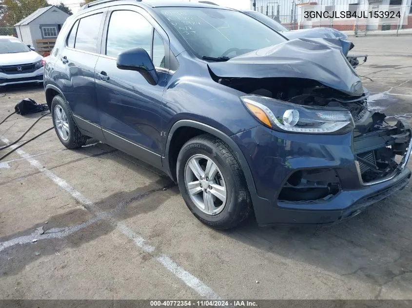 2018 Chevrolet Trax Lt VIN: 3GNCJLSB4JL153924 Lot: 40772354