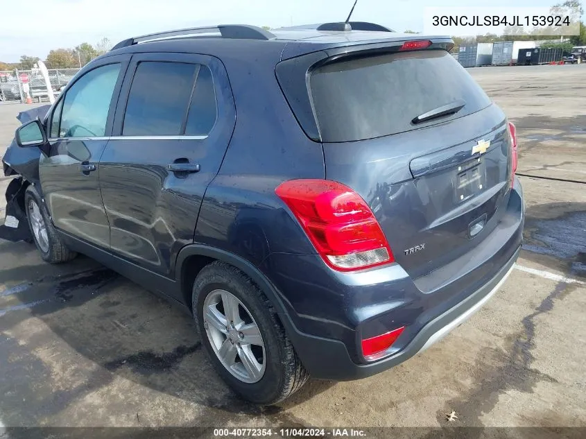 2018 Chevrolet Trax Lt VIN: 3GNCJLSB4JL153924 Lot: 40772354