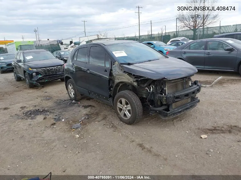 2018 Chevrolet Trax Ls VIN: 3GNCJNSBXJL408474 Lot: 40795091