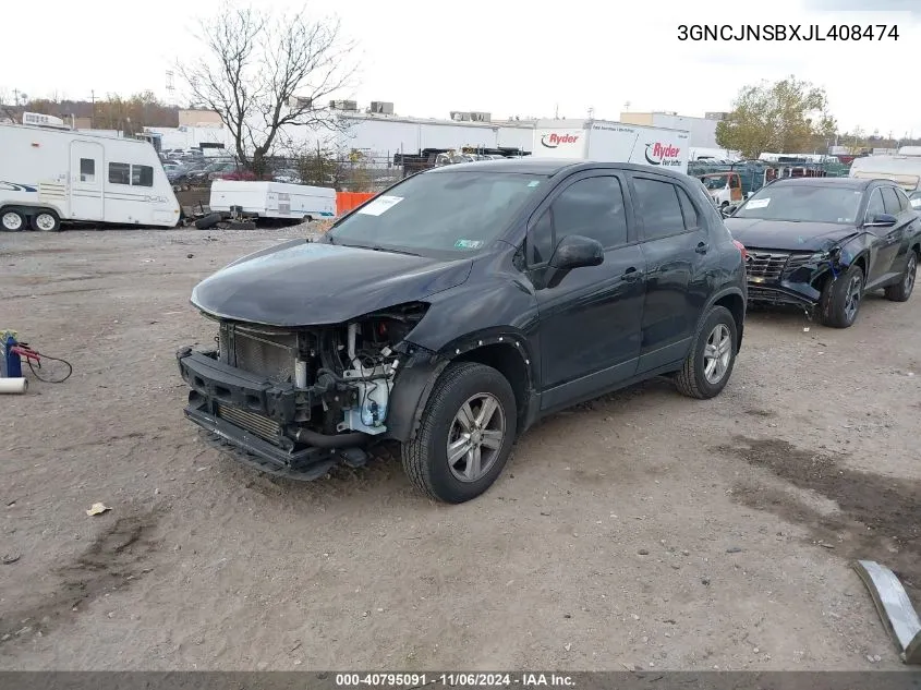 2018 Chevrolet Trax Ls VIN: 3GNCJNSBXJL408474 Lot: 40795091