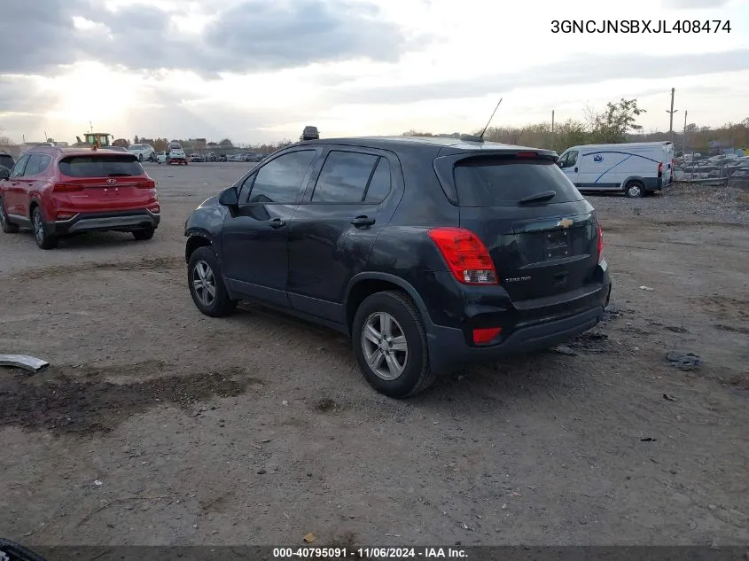 2018 Chevrolet Trax Ls VIN: 3GNCJNSBXJL408474 Lot: 40795091