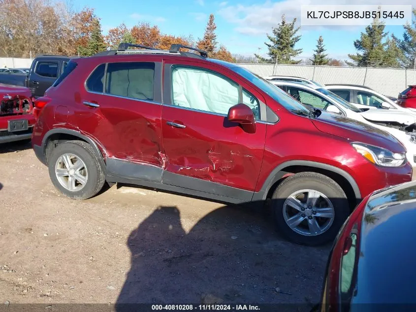 2018 Chevrolet Trax Lt VIN: KL7CJPSB8JB515445 Lot: 40810208