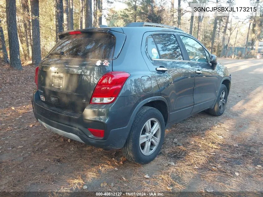 2018 Chevrolet Trax Lt VIN: 3GNCJPSBXJL173215 Lot: 40812127