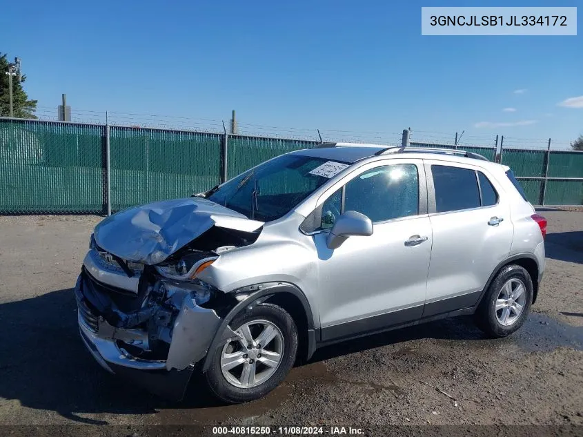 2018 Chevrolet Trax Lt VIN: 3GNCJLSB1JL334172 Lot: 40815250