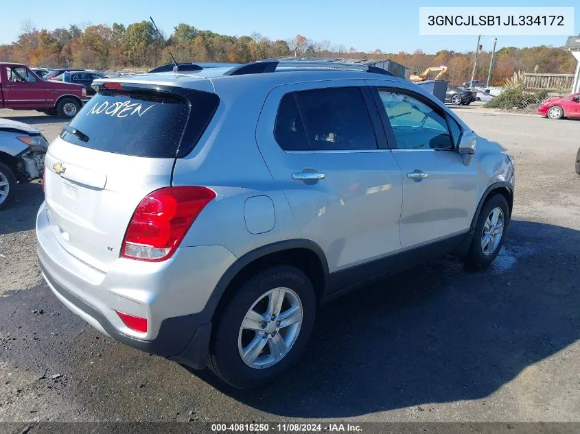 2018 Chevrolet Trax Lt VIN: 3GNCJLSB1JL334172 Lot: 40815250