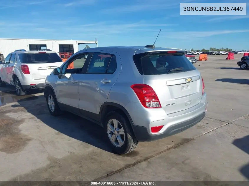 2018 Chevrolet Trax Ls VIN: 3GNCJNSB2JL367449 Lot: 40816605