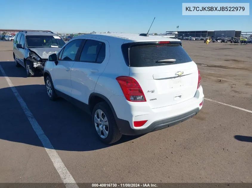 2018 Chevrolet Trax Ls VIN: KL7CJKSBXJB522979 Lot: 40816730