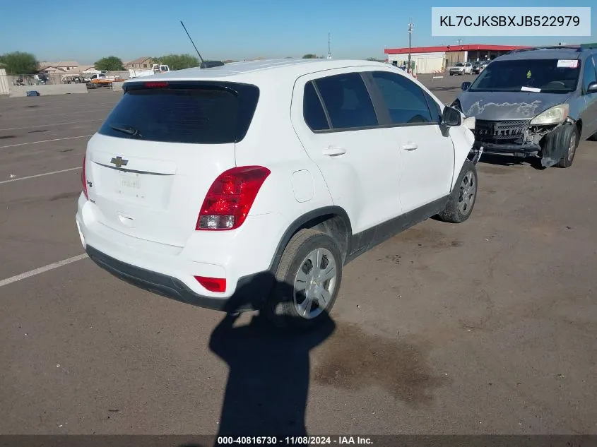 2018 Chevrolet Trax Ls VIN: KL7CJKSBXJB522979 Lot: 40816730