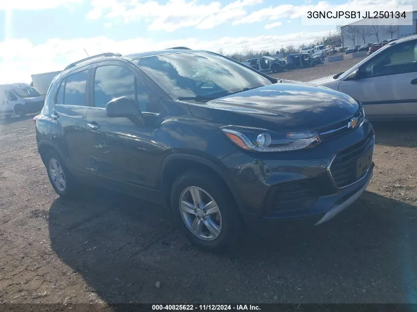 2018 Chevrolet Trax Lt VIN: 3GNCJPSB1JL250134 Lot: 40825622