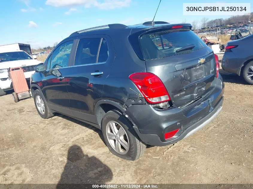 2018 Chevrolet Trax Lt VIN: 3GNCJPSB1JL250134 Lot: 40825622