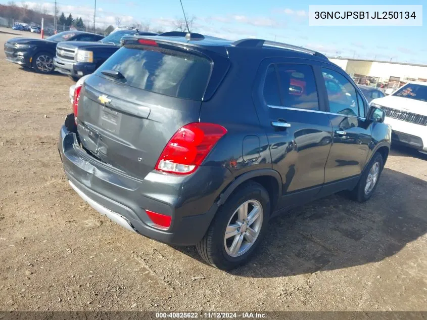 2018 Chevrolet Trax Lt VIN: 3GNCJPSB1JL250134 Lot: 40825622