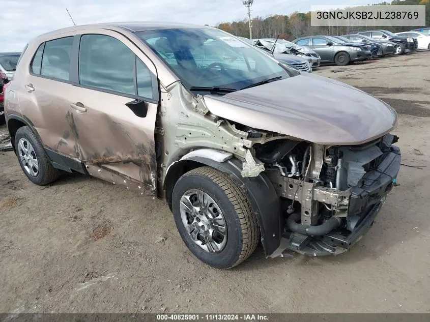 2018 Chevrolet Trax Ls VIN: 3GNCJKSB2JL238769 Lot: 40825901