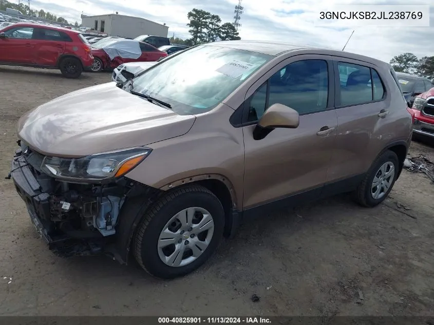 2018 Chevrolet Trax Ls VIN: 3GNCJKSB2JL238769 Lot: 40825901