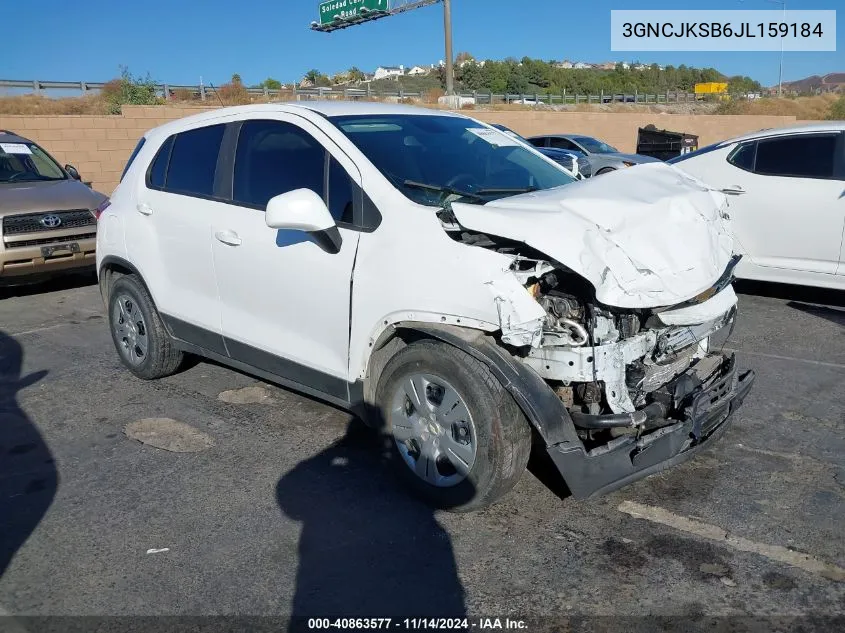 2018 Chevrolet Trax Ls VIN: 3GNCJKSB6JL159184 Lot: 40863577