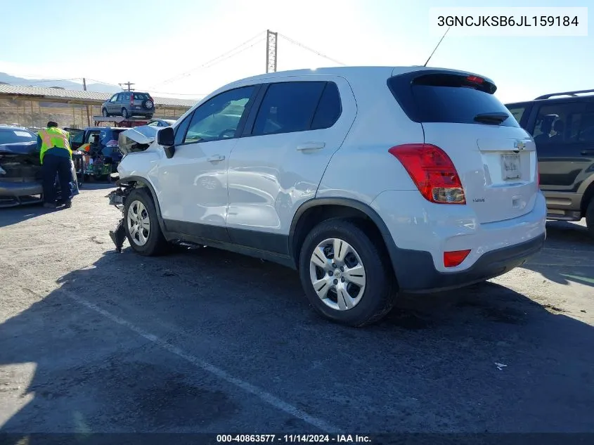 2018 Chevrolet Trax Ls VIN: 3GNCJKSB6JL159184 Lot: 40863577