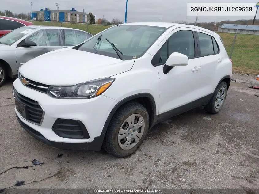 2018 Chevrolet Trax Ls VIN: 3GNCJKSB1JL209568 Lot: 40873581