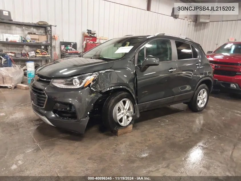 2018 Chevrolet Trax Lt VIN: 3GNCJPSB4JL215202 Lot: 40896345