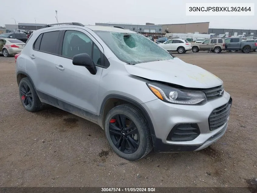 2019 Chevrolet Trax 1Lt VIN: 3GNCJPSBXKL362464 Lot: 30047574