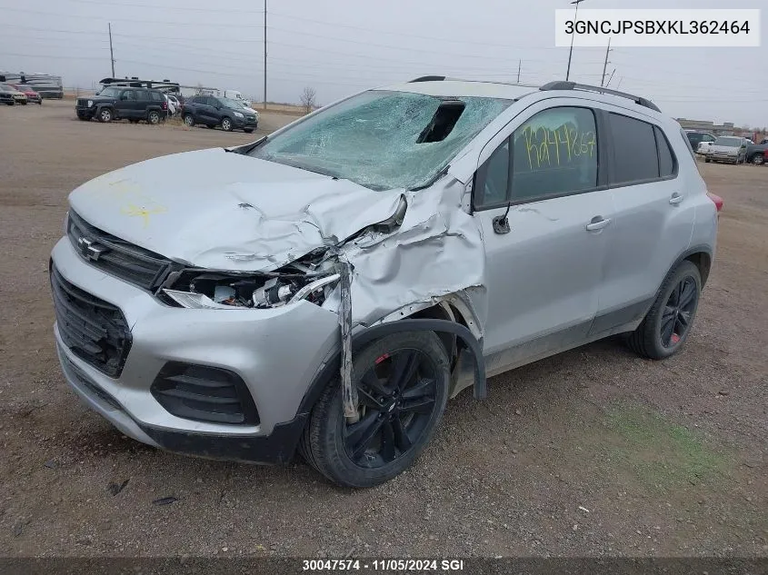 2019 Chevrolet Trax 1Lt VIN: 3GNCJPSBXKL362464 Lot: 30047574