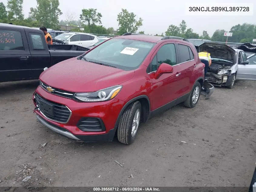 2019 Chevrolet Trax Lt VIN: 3GNCJLSB9KL389728 Lot: 39558712