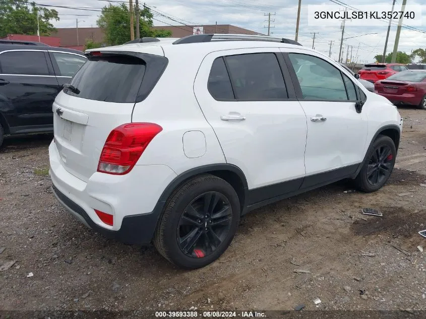 2019 Chevrolet Trax Lt VIN: 3GNCJLSB1KL352740 Lot: 39593388