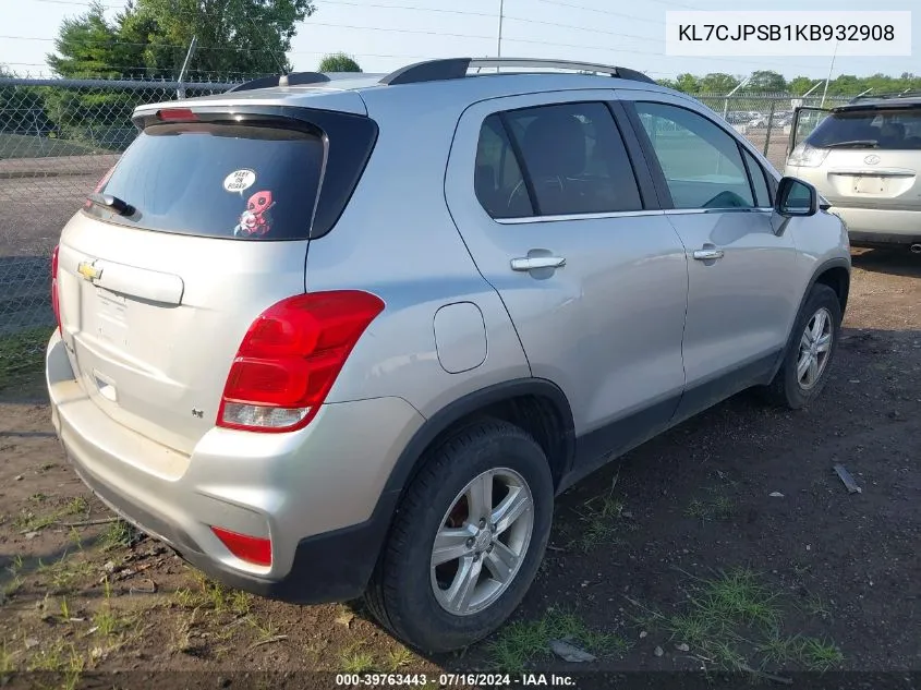 2019 Chevrolet Trax Lt VIN: KL7CJPSB1KB932908 Lot: 39763443