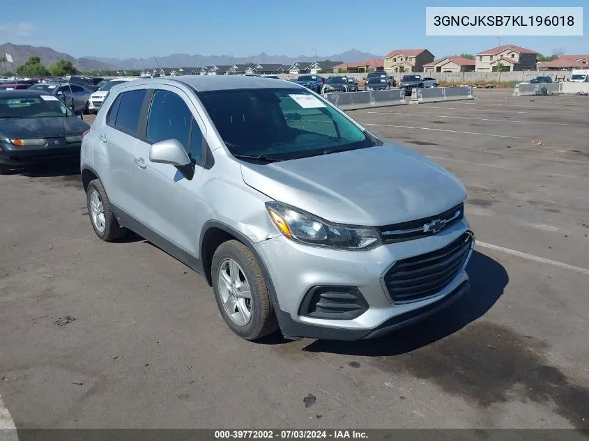 2019 Chevrolet Trax Ls VIN: 3GNCJKSB7KL196018 Lot: 39772002