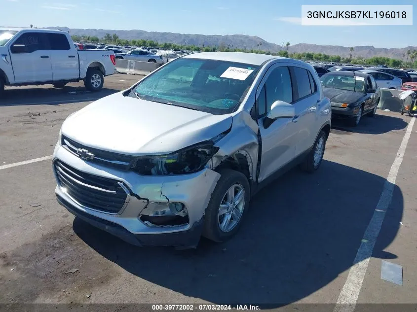 3GNCJKSB7KL196018 2019 Chevrolet Trax Ls