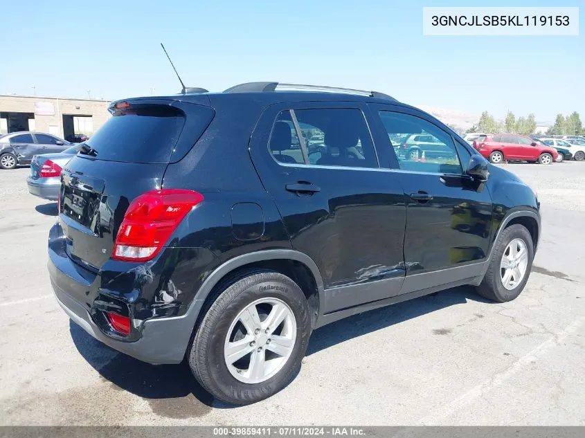 2019 Chevrolet Trax Lt VIN: 3GNCJLSB5KL119153 Lot: 39859411