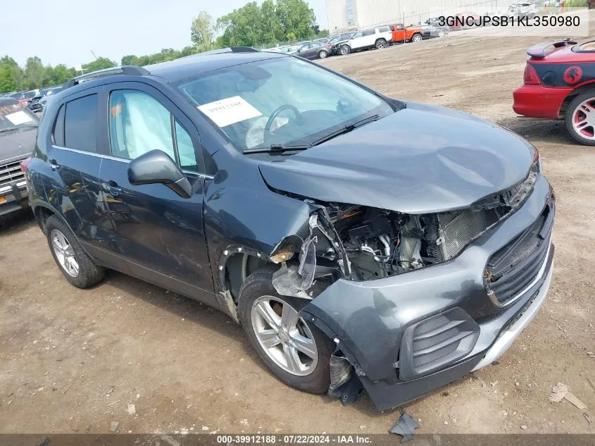 2019 Chevrolet Trax Lt VIN: 3GNCJPSB1KL350980 Lot: 39912188