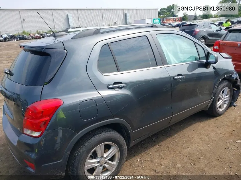 2019 Chevrolet Trax Lt VIN: 3GNCJPSB1KL350980 Lot: 39912188