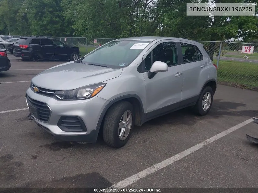 2019 Chevrolet Trax Ls VIN: 3GNCJNSBXKL196225 Lot: 39931298