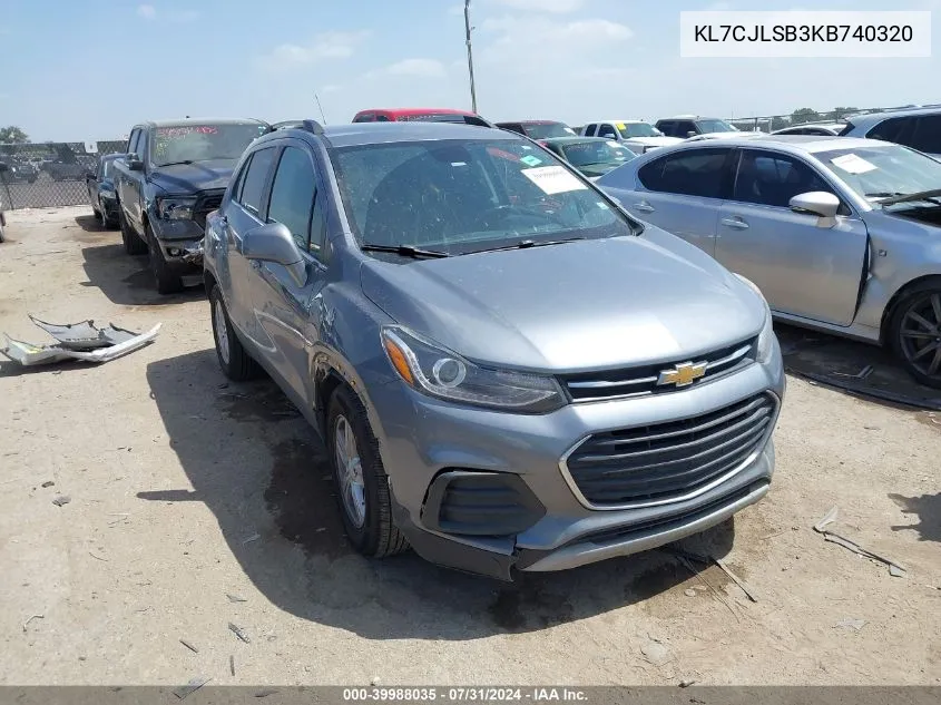 2019 Chevrolet Trax Lt VIN: KL7CJLSB3KB740320 Lot: 39988035