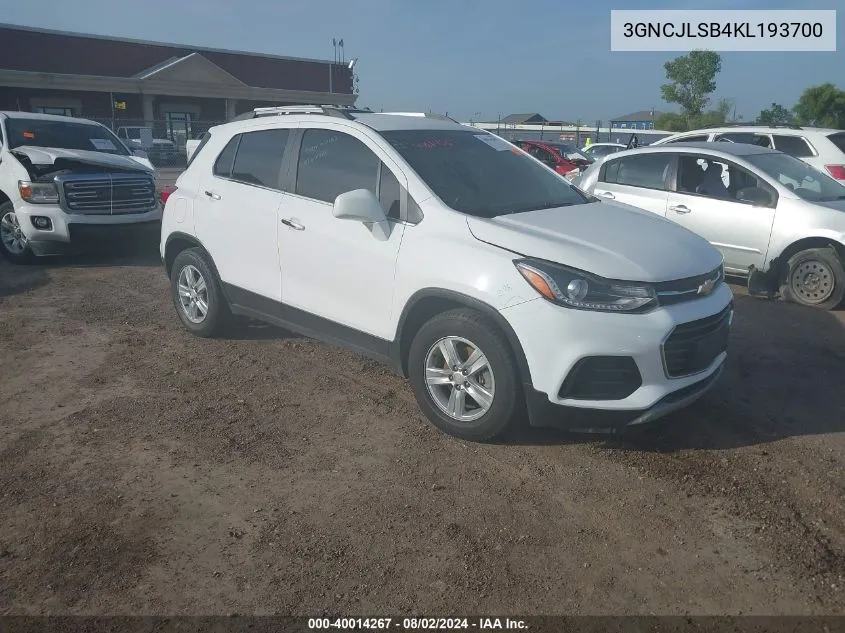 3GNCJLSB4KL193700 2019 Chevrolet Trax Lt