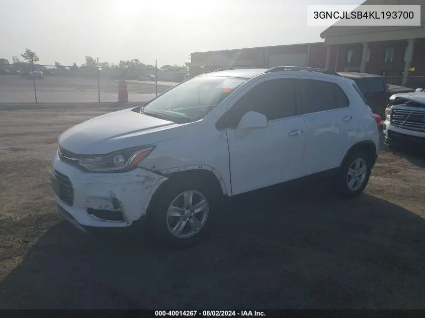 3GNCJLSB4KL193700 2019 Chevrolet Trax Lt