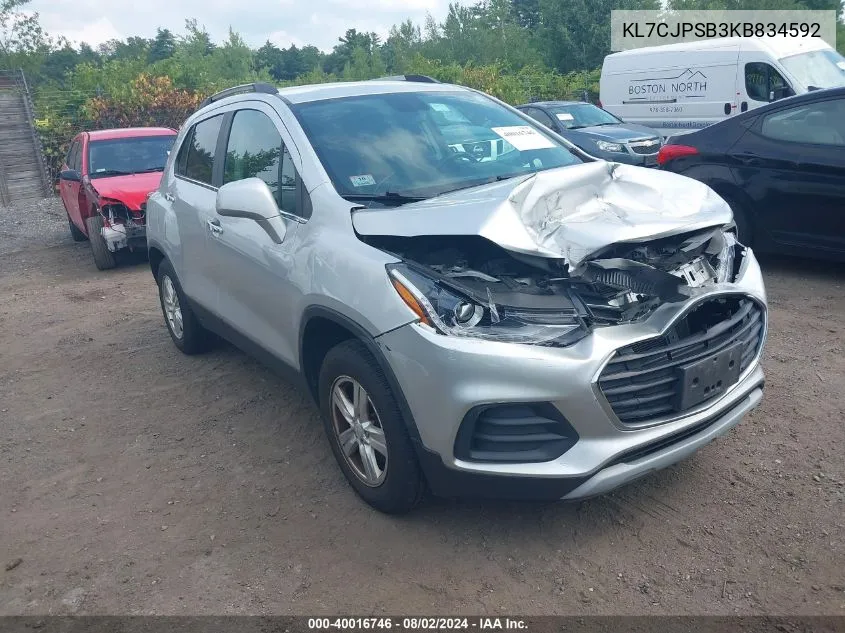 2019 Chevrolet Trax Lt VIN: KL7CJPSB3KB834592 Lot: 40016746