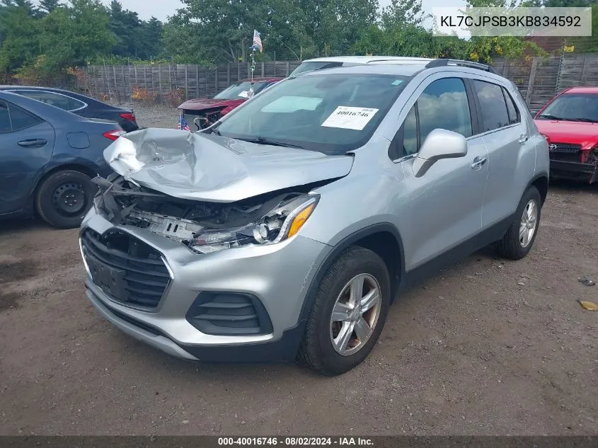 2019 Chevrolet Trax Lt VIN: KL7CJPSB3KB834592 Lot: 40016746