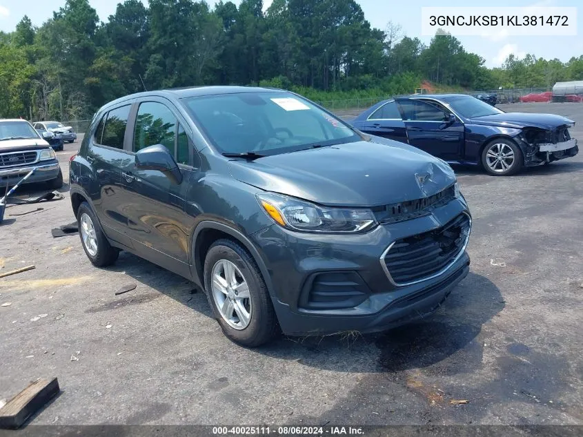 2019 Chevrolet Trax Ls VIN: 3GNCJKSB1KL381472 Lot: 40025111