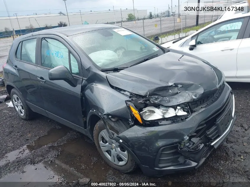 2019 Chevrolet Trax Ls VIN: 3GNCJKSB4KL167348 Lot: 40027802