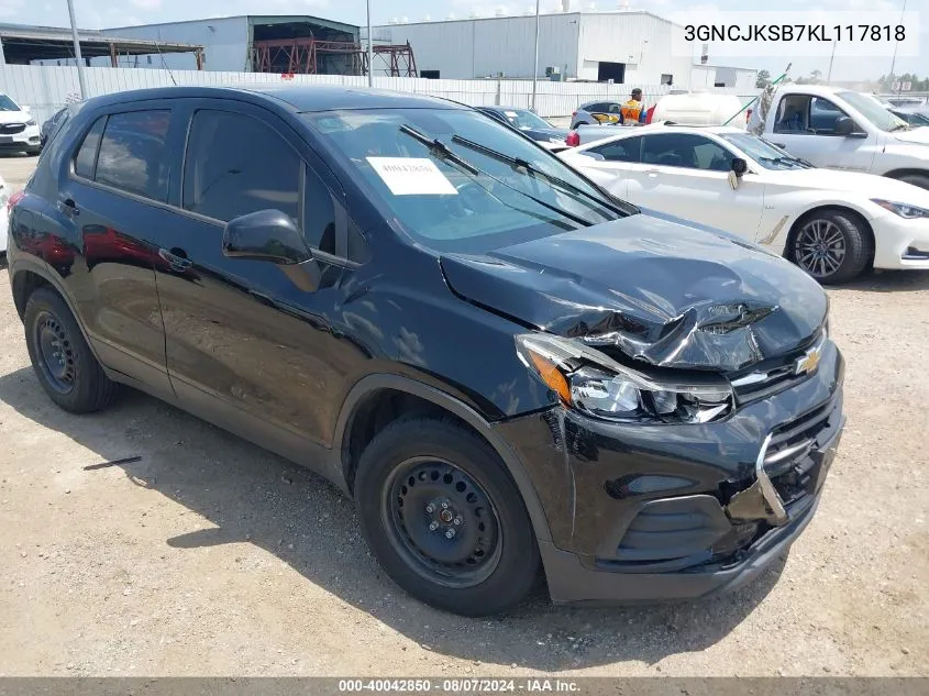 2019 Chevrolet Trax Ls VIN: 3GNCJKSB7KL117818 Lot: 40042850