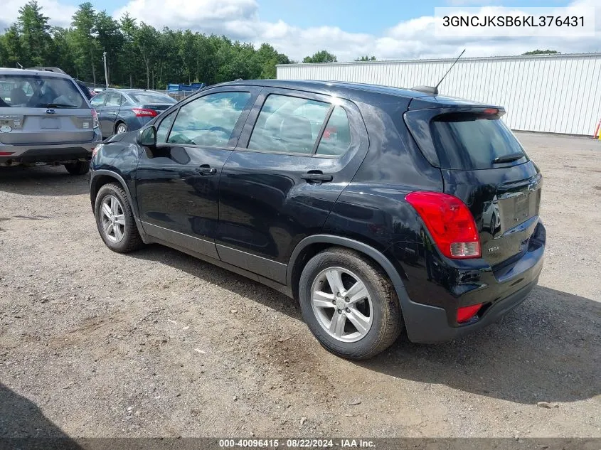 2019 Chevrolet Trax Ls VIN: 3GNCJKSB6KL376431 Lot: 40096415