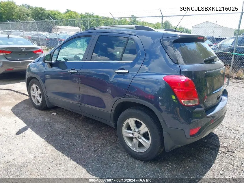 3GNCJLSBXKL216025 2019 Chevrolet Trax Lt