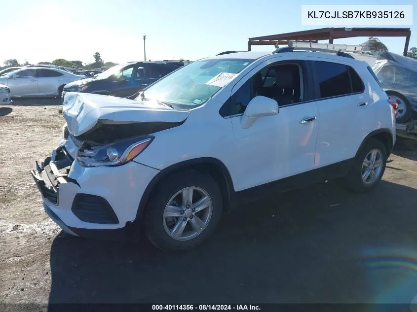 2019 Chevrolet Trax Lt VIN: KL7CJLSB7KB935126 Lot: 40114356