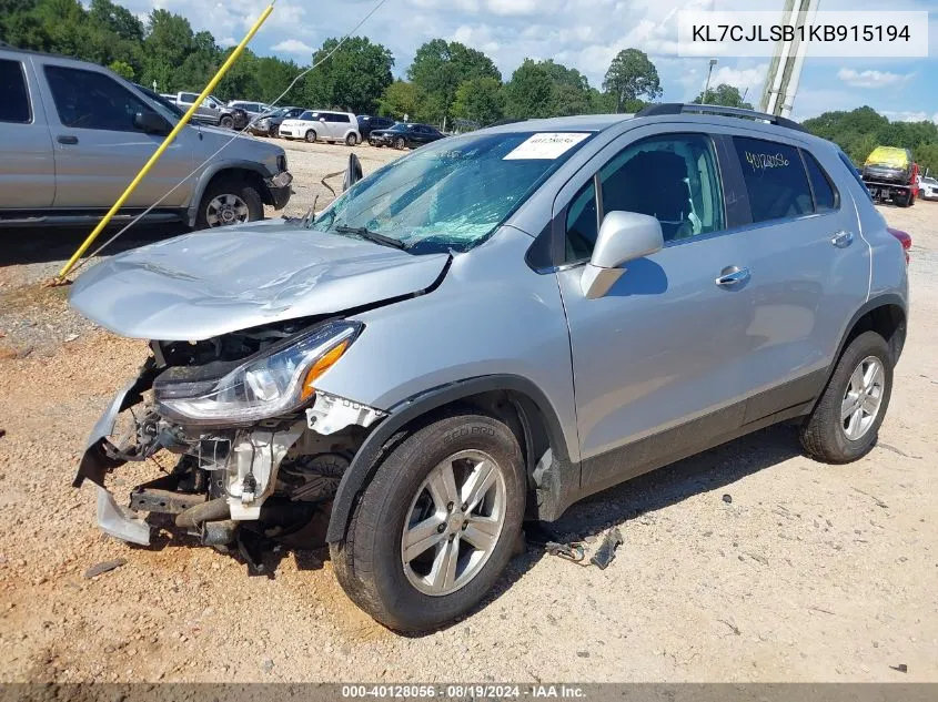 2019 Chevrolet Trax Lt VIN: KL7CJLSB1KB915194 Lot: 40128056