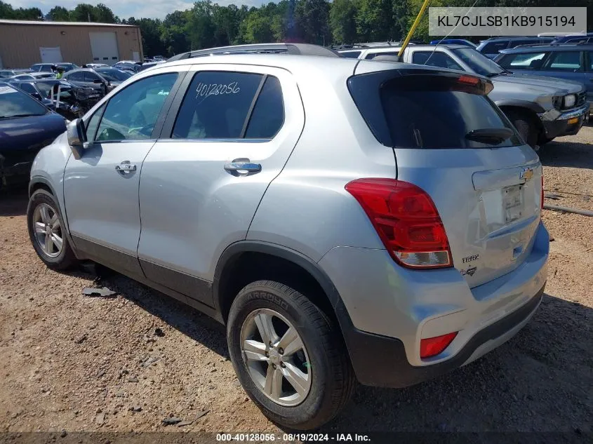 2019 Chevrolet Trax Lt VIN: KL7CJLSB1KB915194 Lot: 40128056