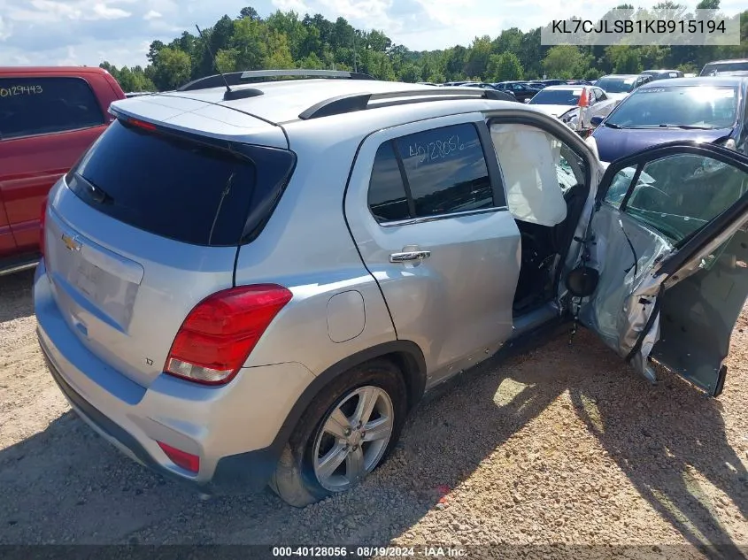 2019 Chevrolet Trax Lt VIN: KL7CJLSB1KB915194 Lot: 40128056