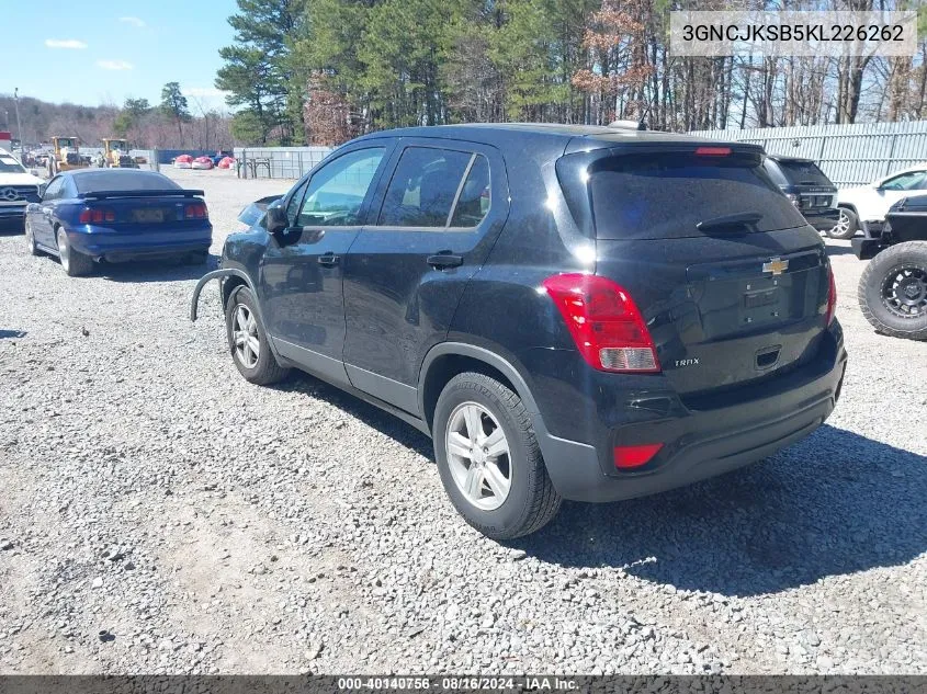 2019 Chevrolet Trax Ls VIN: 3GNCJKSB5KL226262 Lot: 40140756